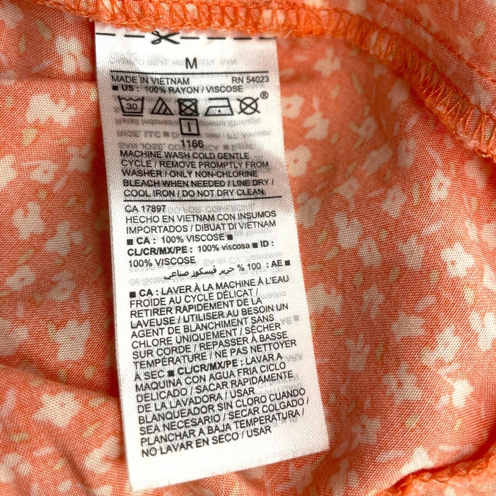 Old Navy - Floral Ruffled V-Neck Sundress - Orange/White - Size M - Picture 7 of 7